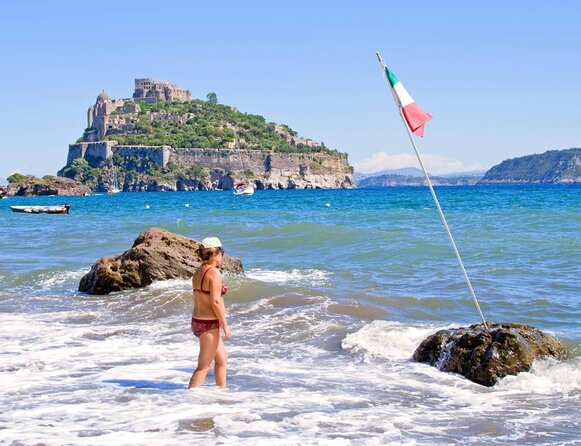 Boat excursion with lunch on board to discover Ischia - La Sgarrupata and San Pancrazio: wild coast colors and the Green Grotto timing