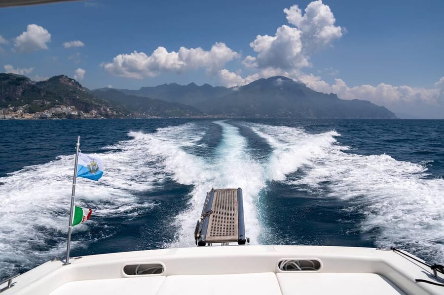 Boat tour Amalfi Coast - Capri - Positano - Sunset - The actual route: from Furore fjord viewpoints to Positano time