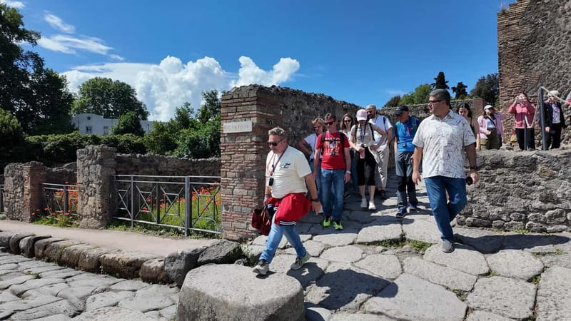 From Naples: Guided tour of Pompeii skip-the-line and round-trip train - A live guide walkthrough for about two hours inside Pompeii