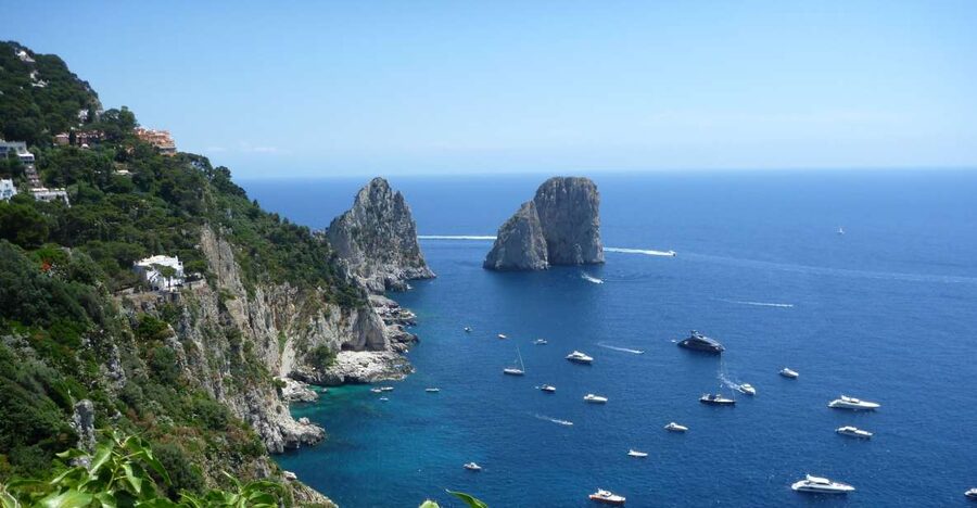 From Positano, Praiano, or Amalfi: Capri Full-Day Boat Tour - Sailing out: Amalfi Coast views, Positano, and Li-Galli