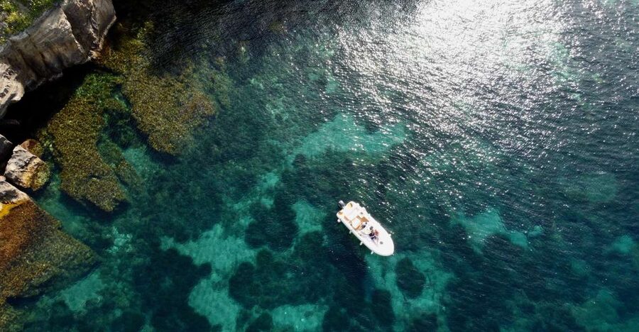 Procida: Boat Tour with Swimming Stops and Underwater Photos - Sailing past Palazzo d’Avalos: the prison you see from sea level
